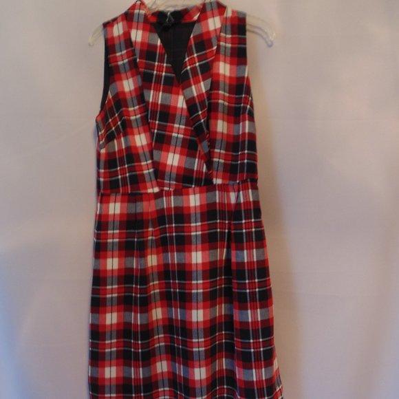 Tommy Hilfiger Dresses & Skirts - Tommy Hilfiger Dress Womens 8 Cathryn Red Blue Plaid Sleeveless V Neck Wrap